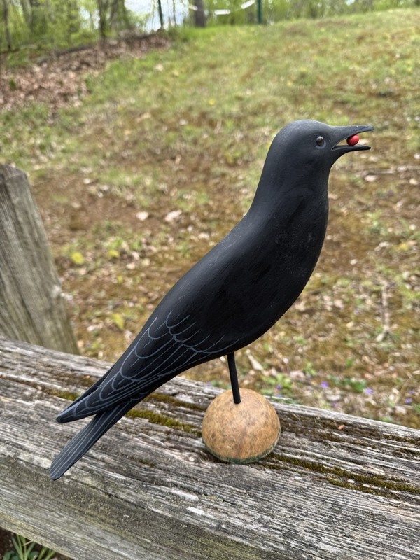 Manfred Scheel Hand Carved Wood Folk Art Crow Decoy