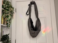 Gray Fabric Sling Tote Carrier with Adjustable Strap for Small Dogs