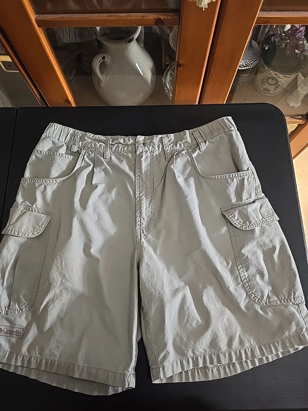 Mens Columbia Hiking Fishing Cargo Shorts Brown/green Size 30 Cotton