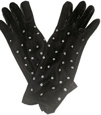 Woman's Purple Rhinestone Velour Gloves. One Size