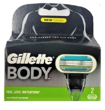Gillette Body Razor Blade Refills Fits on Mach3 & Venus Handle, 2 Cartridges