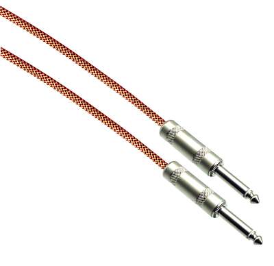 AMERICAN RECORDER BLACK/NEON ORANGE Designer Series Guitar Cables - 1/4'' Straigh