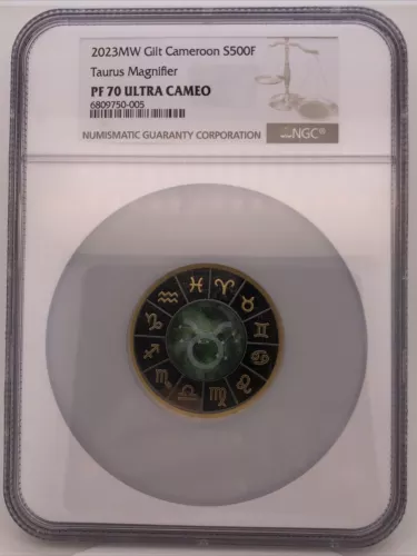 1/2 oz Taurus Zodiac Signs Black Proof Silver Coin Cameroon 2023 NGC PF70