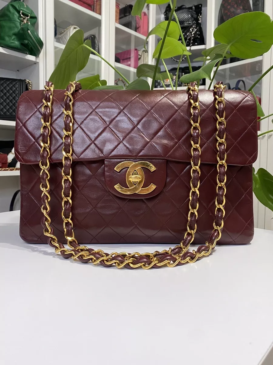 RARE COLOR! Vintage Chanel XL Jumbo Single Flap Bag 24K Gold