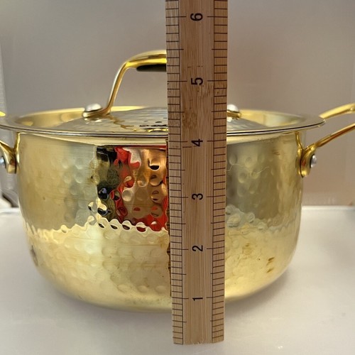 Olla de latón de 2,1 cuartos de galón de gama exclusiva Swadeshi Blessings para cocinar/tapa - Imagen 15 de 16