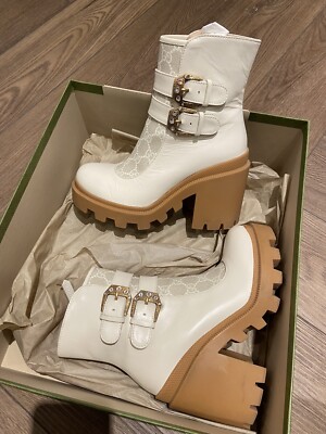 AUTH GUCCI KENSINGTON NAPPA SUPREME ANKLE BOOTS SIZE 35.5