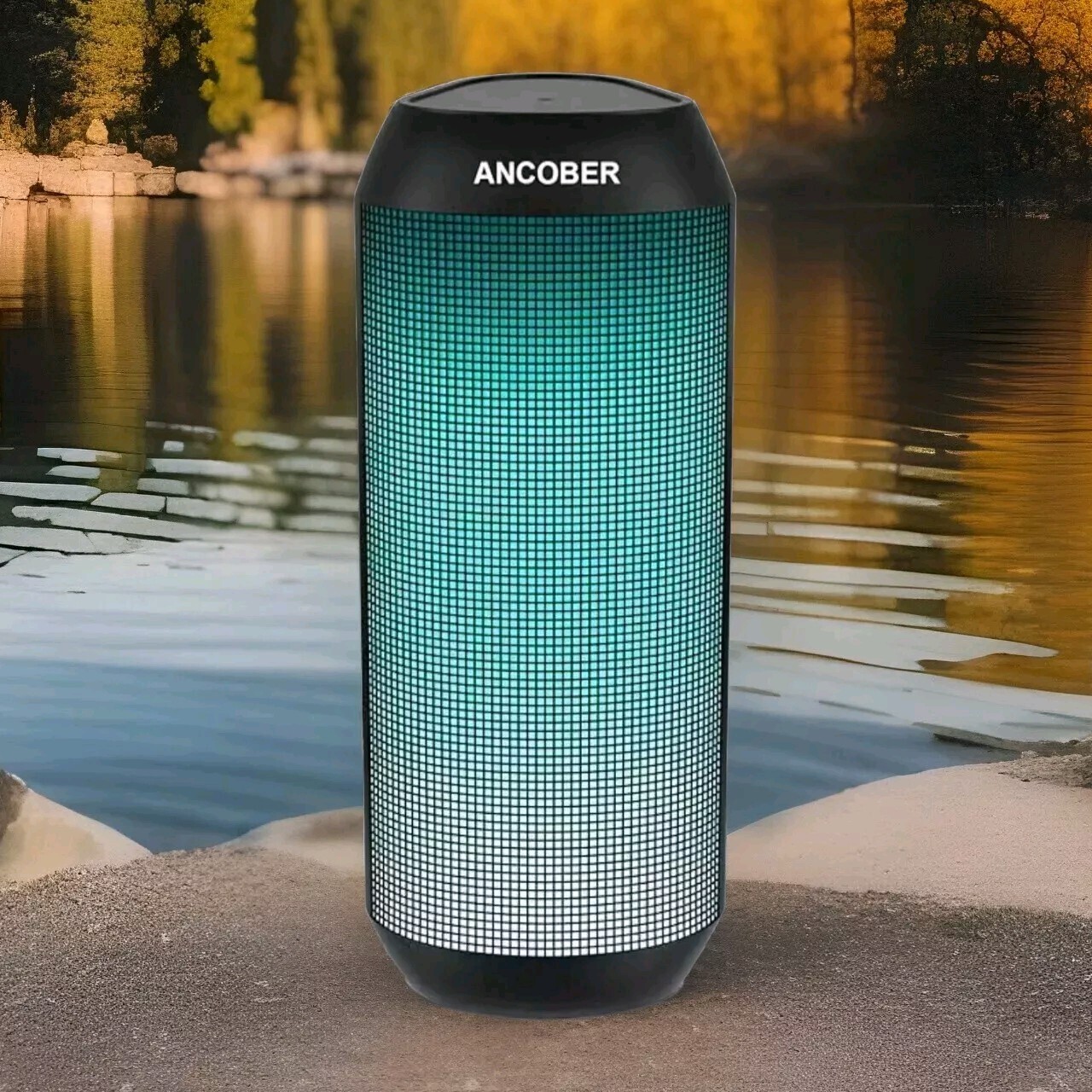 ANCOBER Wireless Bluetooth Waterproof Speaker 15W Stereo Sound with Lights-image