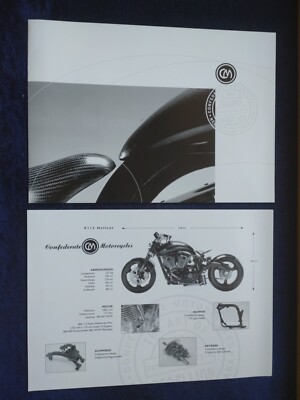 Confederate Motocycles Brochure + Insert F 113 Hellcat