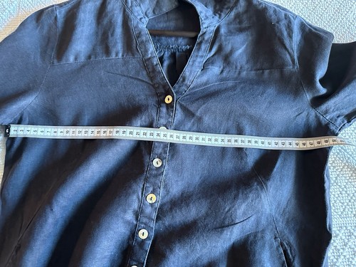 Gordon Smith 100% Linen Shirt Navy Size 8 - Picture 6 of 6