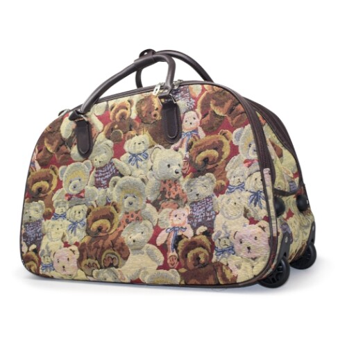 Borsa trolley unisex donna bagaglio a mano stampata floreale weekend su ruote - Foto 17 di 51