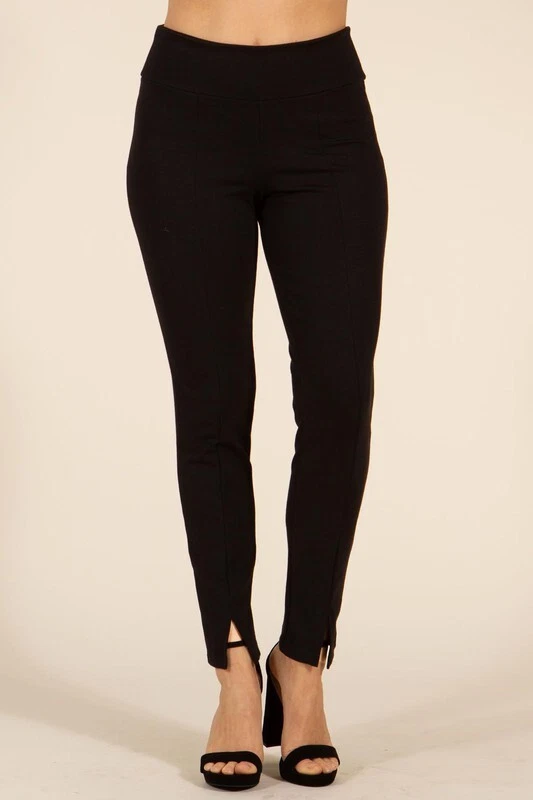 Chatoyant Cropped Capri Pants with Front Seam Detail Black Small