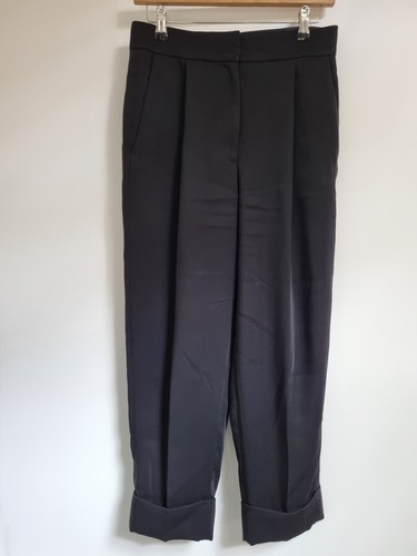 COS Pleated Trousers Size 34 Waist 29 Black Tapered Carrot Corpcore High Waist - Picture 3 of 10