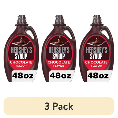 (3 Pack) Hershey's Chocolate Syrup, Bulk Bottle 48 Oz Fat Free, Gluten Free USA