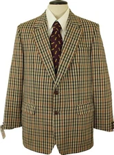 VINTAGE DAKS MENS 40R CLASSIC CHECK LIGHTWEIGHT TWEED JACKET