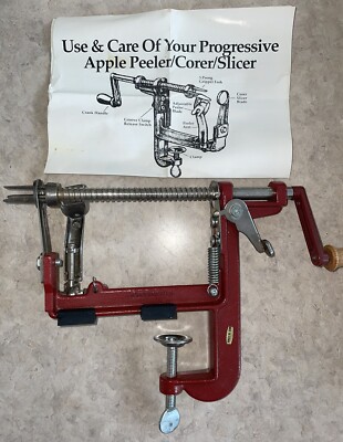 Red Clamp Progressive Apple Peeler Slicer Corer