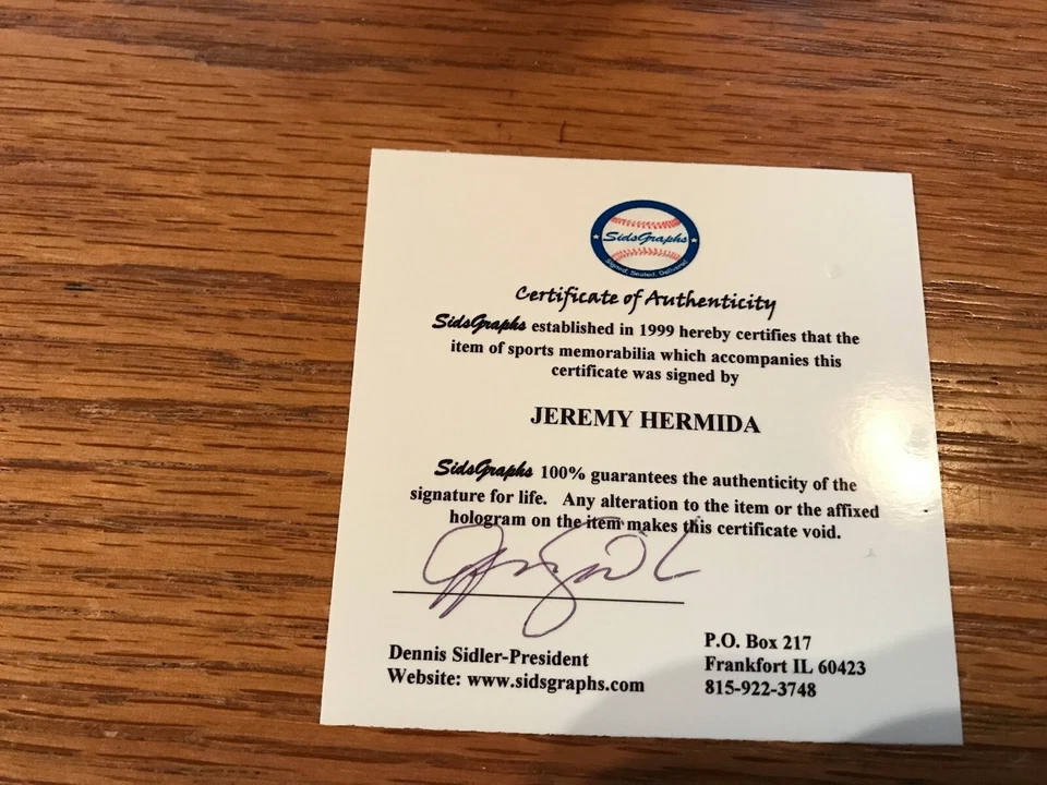 JEREMY HERMIDA REDSOX con certificado de autenticidad firmado béisbol 1er Grand Slam AB 31/05/05 Foto 3 de 4