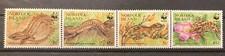 Norfolk Island skinks S.C.#596 MNH WWF kompletny pasek 4 wydany w 1996 roku