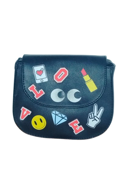 Borsina nera trendy con stickers alla moda