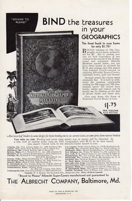 Vintage print ad 1930s Bound Geographics Albrecht Company Baltimore Md book ad