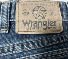 Wrangler Blue Jeans Men Size 34x32 Made In USA 100% Cotton Cowboy Rodeo Western