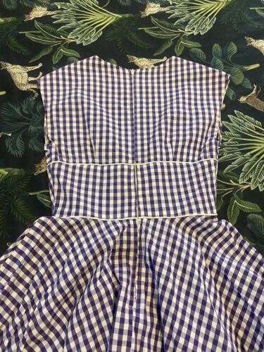 HELL BUNNY VIXON Purple Gingham Dress Size XS Vintage Retro 50s Pinup Dress - Picture 5 of 5