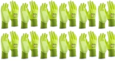 PIP 34-874FY MaxiFlex Ultimate HI VIS Micro Foam Nitrile Grip WORK GLOVES 12 PR