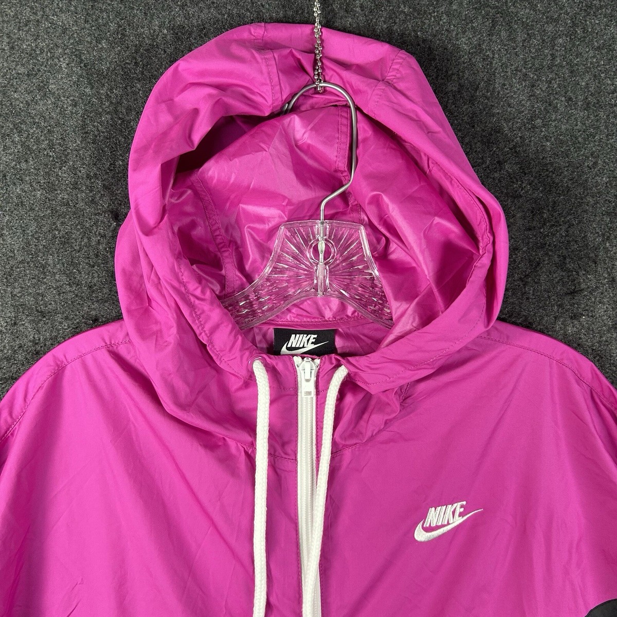 Nike Heritage Windrunner Jacket Women's Large Pink Black Cropped