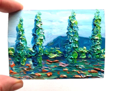 Miniature Original Toskanische Landschaft Ölgemälde für Puppenhaus.64x89 mm - Bild 1 von 4