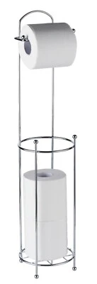 4 ROLL FREE STANDING TOILET PAPER TISSUE CHROME DISPENSER STORAGE HOLDER STAND
