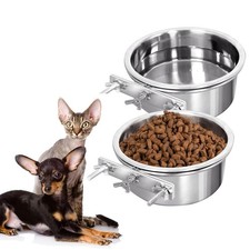 Dog Crate Water Bowl, Stainless Steel Dog Bowls, Durable Anti-Spill Pet Metal...