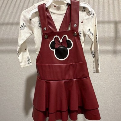 Disney Junior Minnie Mouse 2-Piece Dress Set 18M Red & White Long Sleeve Shirt