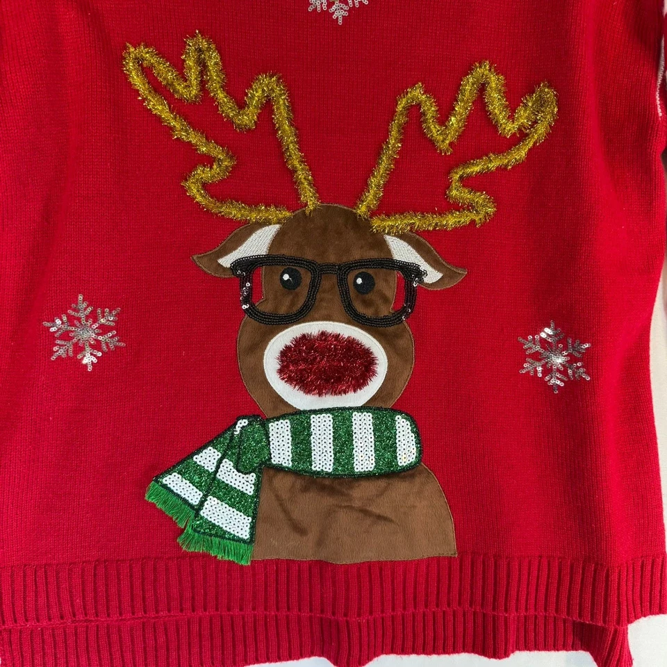 Suéter Navidad Reno Vacaciones 1x Mujer Navidad Top Estados Unidos Suéteres Rojo Foto 2 de 4