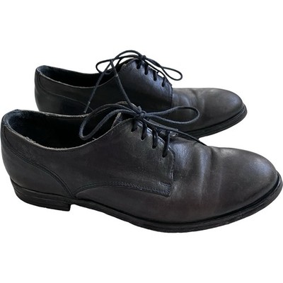 MOMA Shoes Womens 37.5 Black Leather Lace Up Derby Distressed