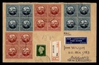 DR WHO 1949 NETHERLANDS BLOCK UPU ANIV FDC? COMBO TO NEW ZEALAND R25179