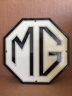 VINTAGE MG AUTOMOBILE 12” PORCELAIN GAS OIL SERVICE DEALER DEALERSHIP AUTO SIGN