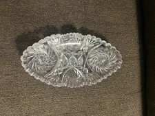 ABP Cut Crystal 40s or earlier Oval Relish Celery Dish Hobstar Pinwheels 