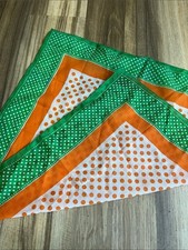 Vintage printed nylon scarf orange and green polka dots