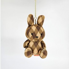 Miffy Plush Doll Keychain 11cm 4.33in Mocha Check Bag Charm Official Licensed