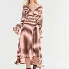 Faithfull The Brand Urban Outfitters Striped Wrap Dress Size 6