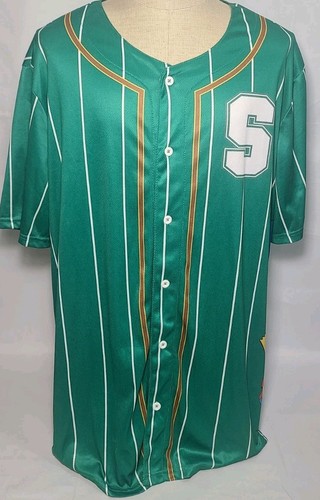 The Simpsons Baseball Green Jersey Shirt Large Homer Marge Bart Lisa Sz 3XL Used