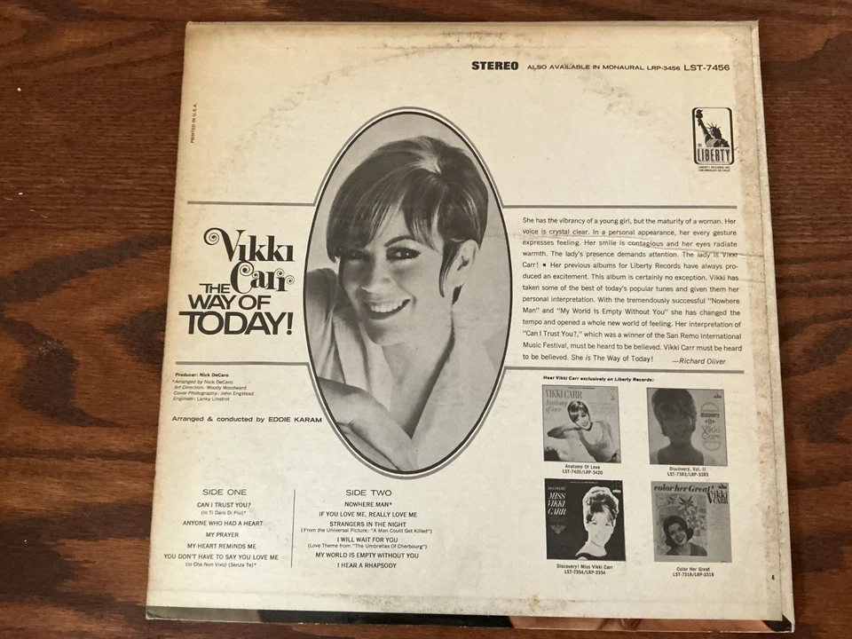 Vikki Carr 3-LP Lot – It Must Be Him / The Way of Today / For Once in My Life - Image 2 of 4