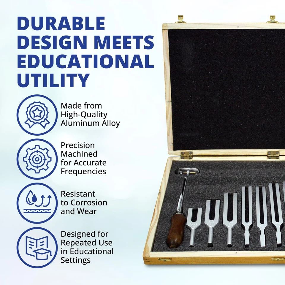 Garfo de ajuste United Scientific conjunto de 13 com martelo de duas extremidades – 13 alumínio... - Imagem 3 de 4