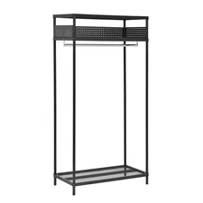 Steel Clothing Rack with Wire Shelves in Black (36 In. W X 71 In. H)