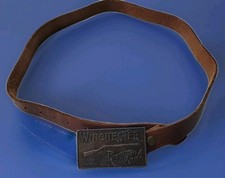 VINTAGE 1970s WINCHESTER REPEATING ARMS GUN BELT BUCKLE And Leather Belt 43"