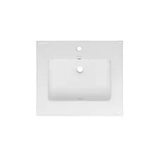 24 In. Ceramic Single Faucet Hole Vanity Top in White with White Basin