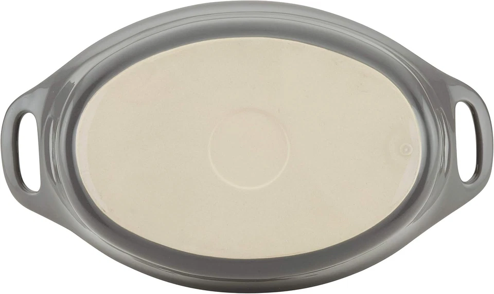 Panadero ovalado de cerámica Rachael Ray, 1,5 cuartos de galón, gris Foto 4 de 4