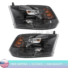 Pair Headlights Assembly For 2009-2018 Dodge Ram 1500 2500 3500 Clear Headlamps