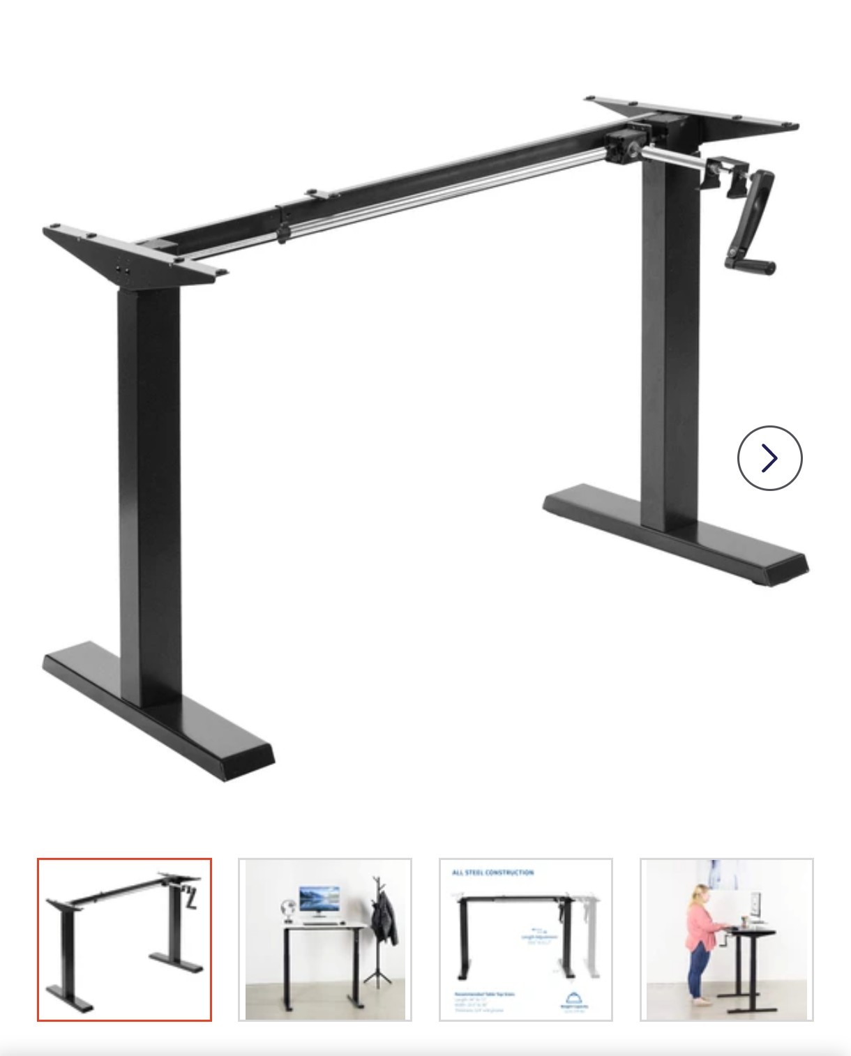 VIVO Black Manual Height Adjustable Stand Up Desk Frame - Hand Crank System