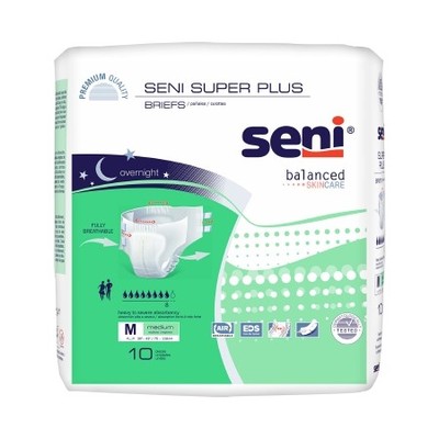 Unisex Adult Incontinence Brief Seni  Super Plus Medium Disposable Heavy Absorbe