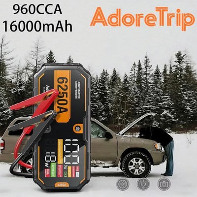AdoreTrip 6250A Auto KFZ Starthilfe PowerBank Jump Starter 960 CCA 16000 mAh
